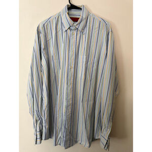 Men's Carolina Herrera Casual Button Down Shirt Neck L Light Blue Multi-color